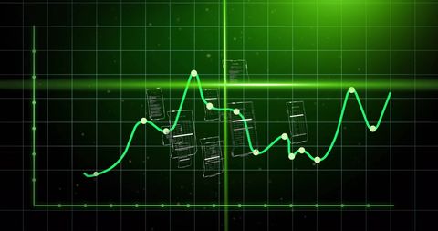 Digital Data Visualization with Green Graph and Scanning Beams - Download Free Stock Images Pikwizard.com