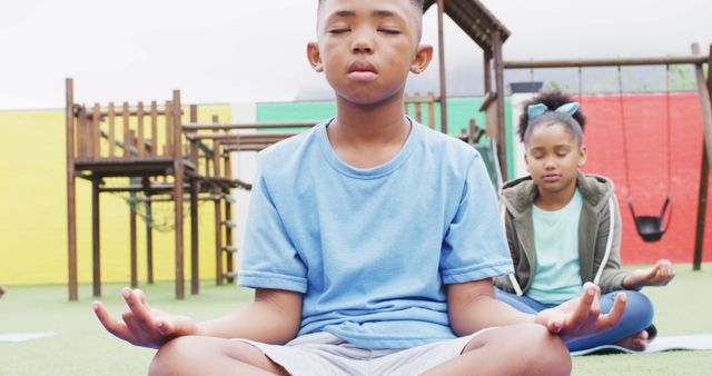 Children Practicing Meditation Outdoors - Download Free Stock Images Pikwizard.com