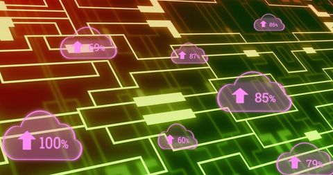 Digital Cloud Data Over Circuit Background - Download Free Stock Images Pikwizard.com