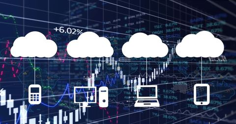 Cloud Computing Icons Over Data Processing Chart - Download Free Stock Images Pikwizard.com