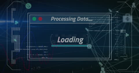 Data Processing Animation with Loading Interface on Digital Screen