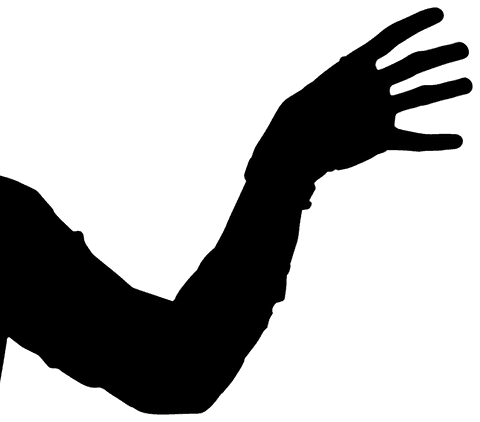 Transparent silhouette of hand reaching out for connection