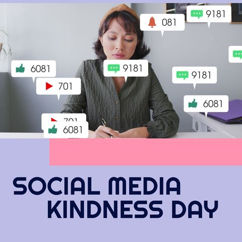 Asian Businesswoman Engaging on Social Media Kindness Day - Download Free Stock Templates Pikwizard.com