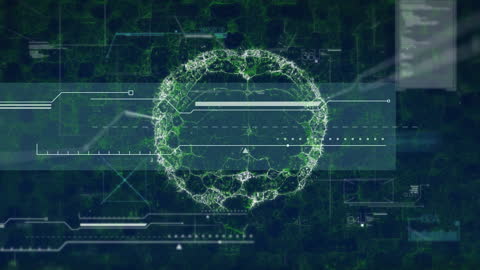 Animated Digital Brain With Data Processing Elements