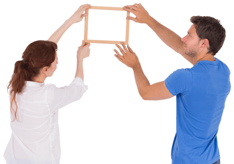 couple arranging picture frame on transparent background - Download Free Stock Videos Pikwizard.com