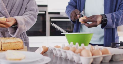 Couple Making Breakfast Together in Modern Kitchen