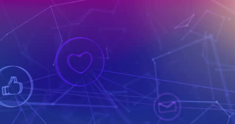 Digital Network Concept with Futuristic Icons and Gradient Background