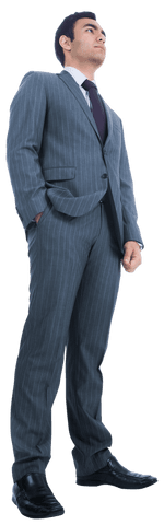Confident Biracial Businessman Standing and Looking Forward Transparent Background