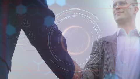Digital Business Handshake with Futuristic Interface Overlay