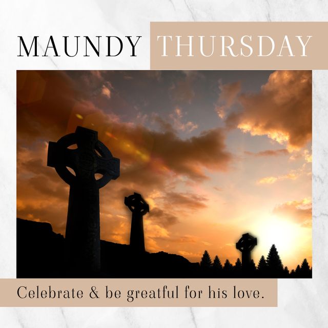 Maundy Thursday Crosses at Sunset - Download Free Stock Templates Pikwizard.com