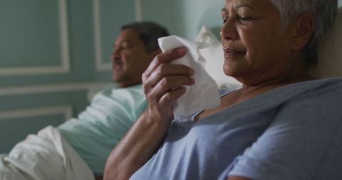 Senior Couple Sick in Bed with Cold Symptoms - Download Free Stock Images Pikwizard.com