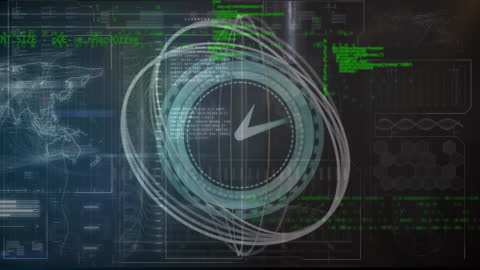 Futuristic Digital Interface with Neon Ticking Clock