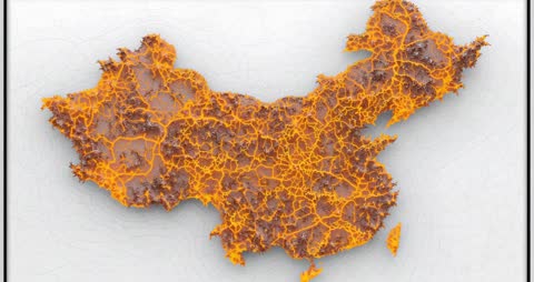 Futuristic AI-Generated Fractal Map of China with Network Veins