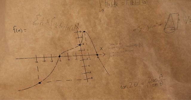 Mathematical Equations and Graphs on Textured Brown Background - Download Free Stock Images Pikwizard.com