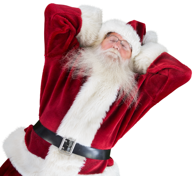 Relaxed Santa Claus with Hands Behind Head Isolated on Transparent Background - Download Free Stock Videos Pikwizard.com