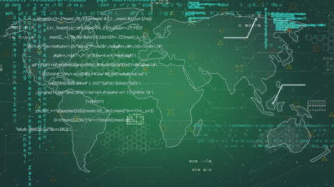 Digital Data Stream Flowing Over Global Map Interface