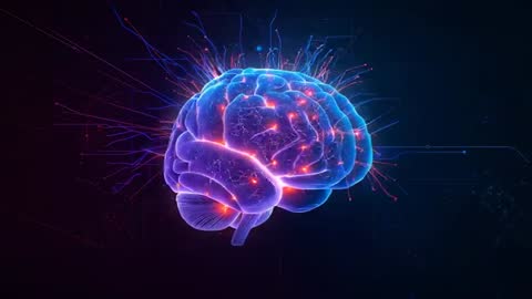 Futuristic Digital Brain Model with Neural Activity Simulation