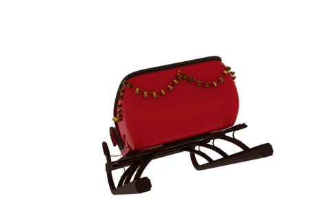 Red santa claus sleigh with bells on transparent background