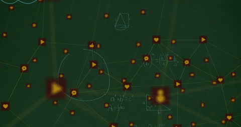 Network Connections and Icons over Mathematical Equations