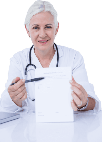 Transparent Smiling Female Doctor Holding Prescription Pad - Download Free Stock Videos Pikwizard.com