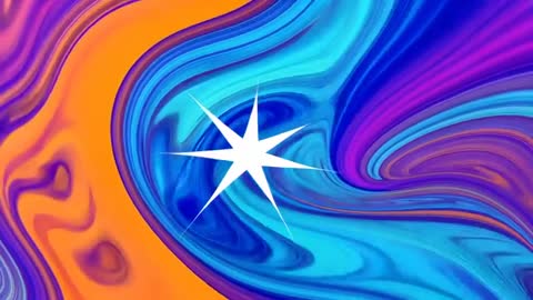 Dynamic Fluid Motion in Neon Colors with Central White Star