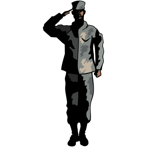 Saluting Soldier Silhouette on Transparent Background