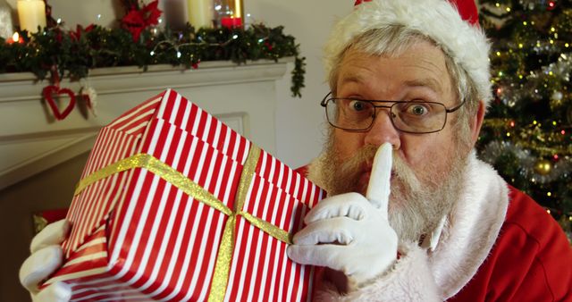 Santa Claus with Secret Christmas Gift Shushing - Download Free Stock Images Pikwizard.com