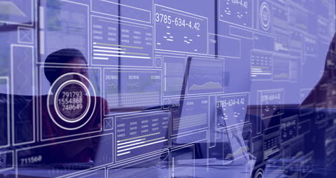 Data Analytics Meeting with Digital Screen Overlays