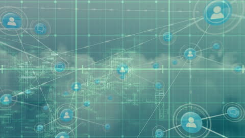 Futuristic Digital Network with Social Connection Icons