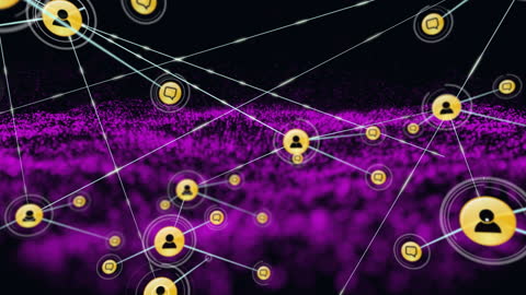 Digital Network Communication with Connected People Icons