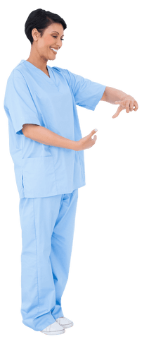 Happy Nurse Gesturing in Blue Scrubs on Transparent Background - Download Free Stock Videos Pikwizard.com