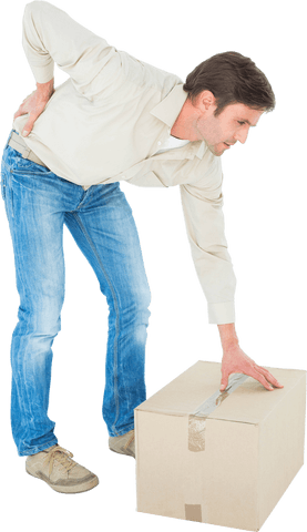 Transparent Delivery Man Experiencing Back Pain Lifting Heavy Box - Download Free Stock Videos Pikwizard.com
