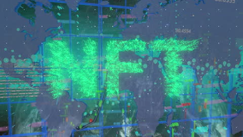 Digital NFT Technology Concept with Global Data Visualization