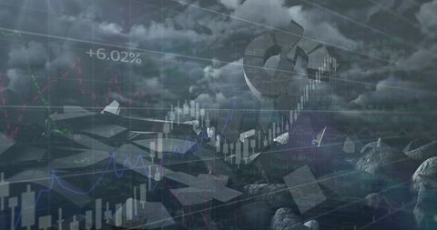 Data Processing with Broken Dollar Symbols and Stormy Backdrop - Download Free Stock Images Pikwizard.com