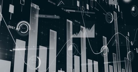 Abstract Digital Graph and Datasets on Black Background - Download Free Stock Images Pikwizard.com