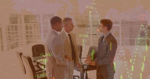 Business Professionals Discussing over Global Financial Data