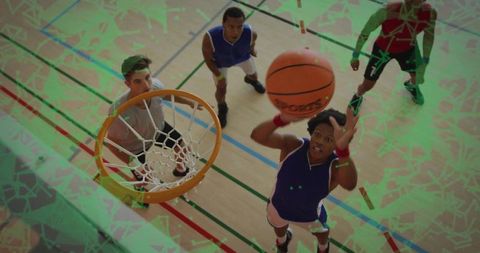 Basketball Player in Mid-Air Aiming Shot