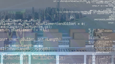 Financial Data Overlaying Global Shipment on Conveyor