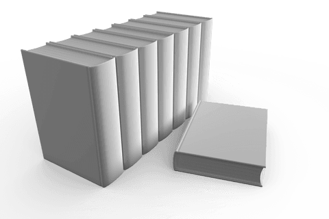 Row of books in transparent background symbolizing knowledge