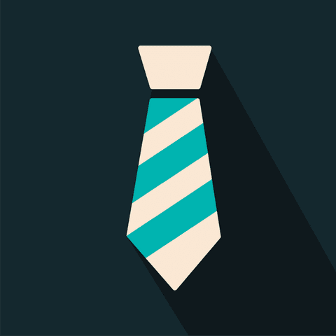 Transparent tie icon with teal cream stripes minimalist design