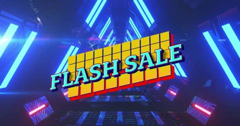 Flash Sale Neon Background with Cyber Shopping Theme