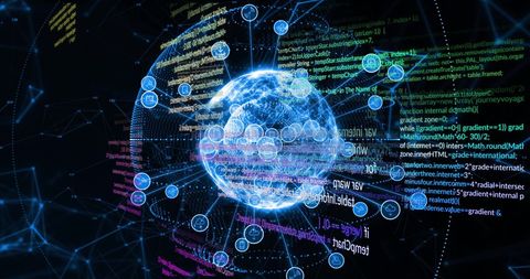 futuristic digital globe with data and programming codes - Download Free Stock Images Pikwizard.com