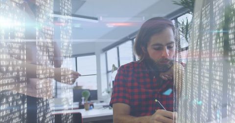 Tech Team Planning in Creative Office with Digital Effects