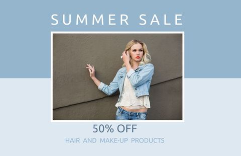 Summer sale promotion with stylish woman and minimalist design