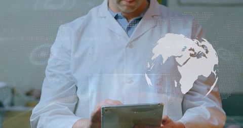 Businessman Analyzing Global Data on Smart Device with Digital Overlay - Download Free Stock Images Pikwizard.com