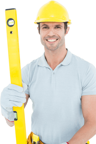 transparent smiling construction worker holding level tool - Download Free Stock Videos Pikwizard.com
