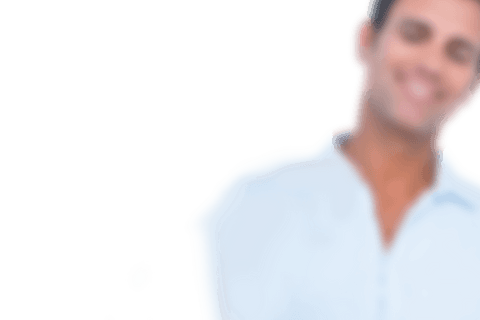 Abstract transparent blur with smiling man