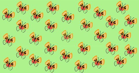 Hypnotic Butterfly Pattern with Bold Sale Text on Green