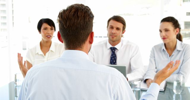 Candidate Presenting to Interview Panel of Professional Recruiters - Download Free Stock Images Pikwizard.com