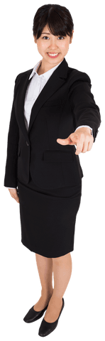 Smiling Asian Businesswoman in Suit on Transparent Background